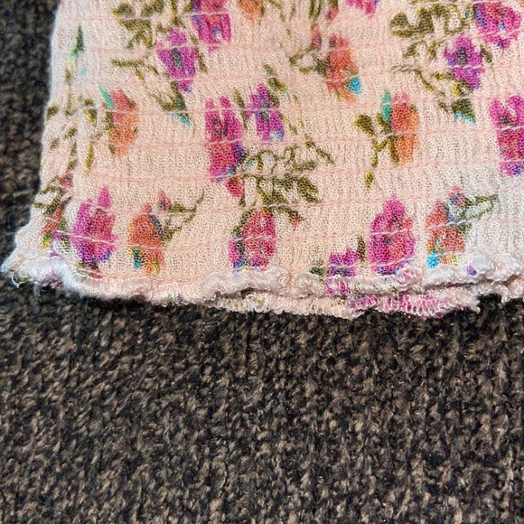 Free People Maia Petal Meadow Ruched Top with removable adjustable straps Sz L - Picture 14 of 15